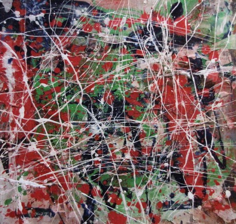Čiary aury, 2012, akryl-sololit 49x48 cm