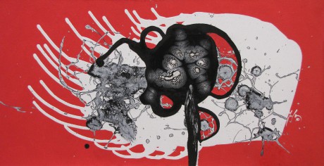 Čierny výron,2010,akryl-sololit,29x 56 cm