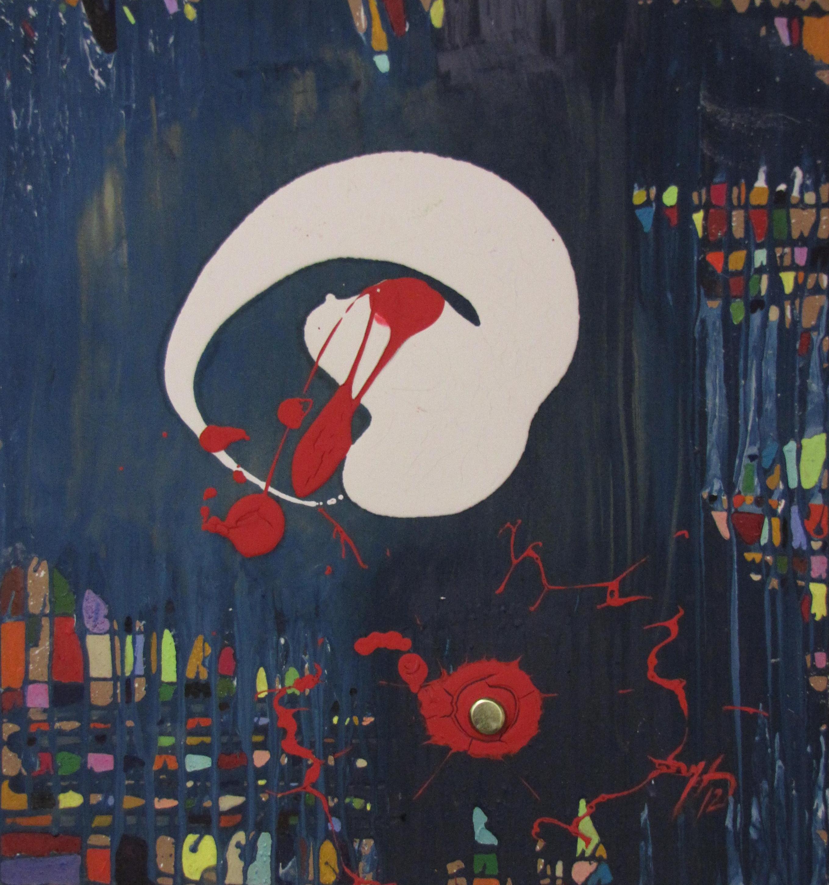 Zastretý farebný svet, 2012, akryl-sololit 62x58,5 cm